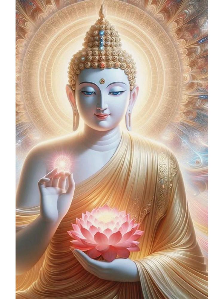 5D DIY Malowanie Diamentowe Religia Budda Lotos Rękodzieło Pełna Mozaika Diamentowa Biżuteria Haft Krzyżykowy Dekoracja Domu Prezenty