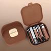 JENINA’S Anti-Splash Nail Clipper Set, Manicure Protection Tools-(7 Pcs) Brown