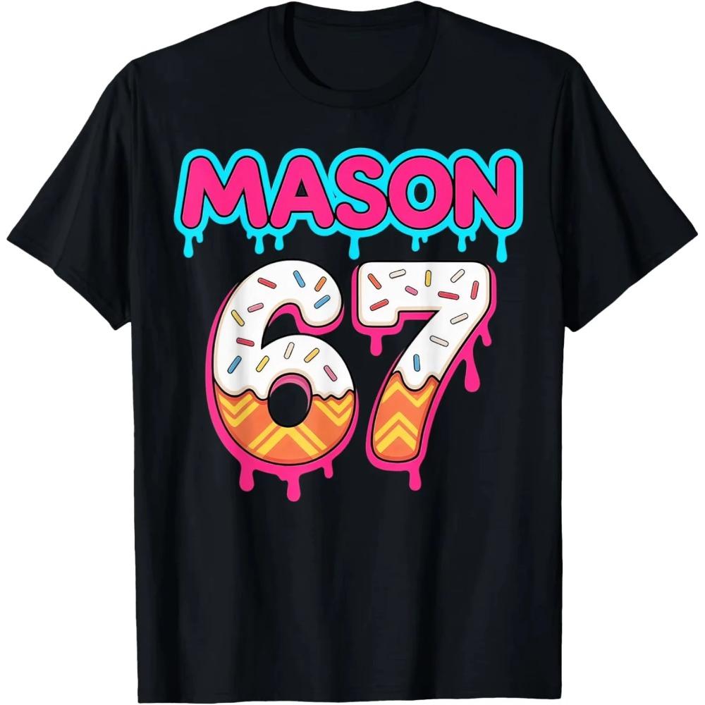 Six Seven Ice Cream Drip Sports 67 Mason Meme Printed T-shirts Soft Fashionable Cartoon Women Tshirt Clothing