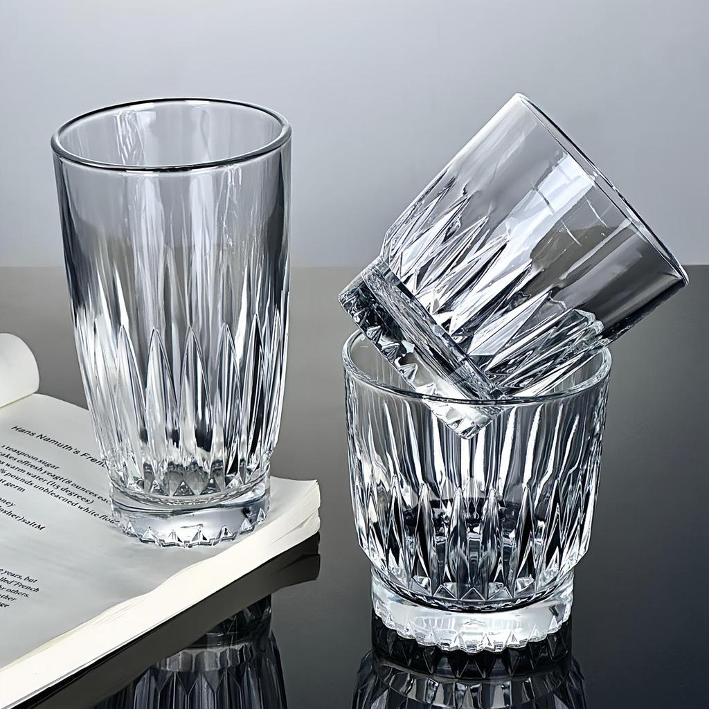 Vintage Vertical Stripes Glass Cup for Whiskey, Water, and Iced Lattes