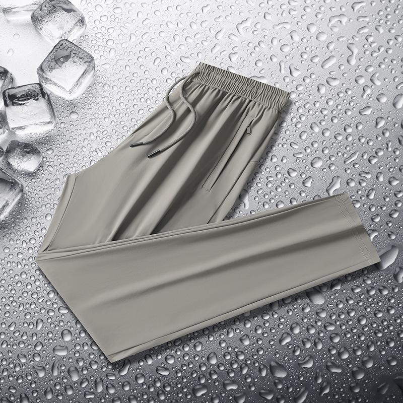 Ice Silk Slacks Men's Summer Pants Thin Loose Casual Quick Drying Pants High Elastic Breathable Sports Pants