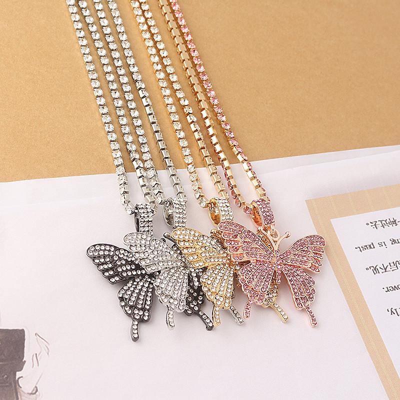Minimalist Butterfly Necklace With Crystal Accents For Casual Wear