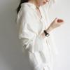 Жіноча сорочка JOJOZ кольору слонової кістки вільного крою з довгим рукавом з льону та тенселю - Прохолодна, Натуральна, Захист від сонця, Літня простота.