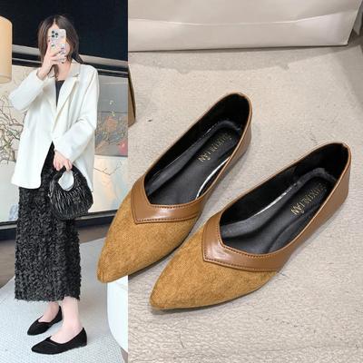 Fashion 2025 New Spring Autumn Solid Color Fashionable and Comfortable Slip-on Pointed Toe Flat Shoes Fashionable Women's Shoes