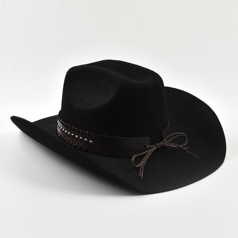 100% Wool Cowboy Hats Autumn and Winter Lady Cowgirl Jazz Hat Men's Western Curved-brimmed Felt Fedora Hat