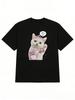 Süßes Prinzessinnenkatzen-Grafik-Damen-T-Shirt Lässiges Kurzarm-Oberteil Trendiger Kätzchen-Print Sommer Tägliche Kleidung Lockerer Schnitt Streetwear T-Shirt