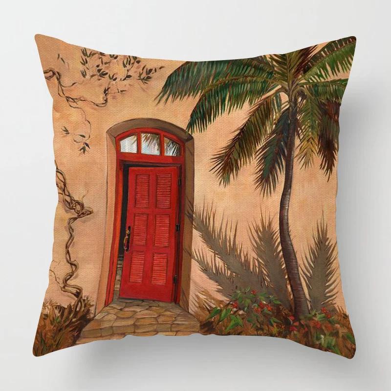 Home Decor Tropical Palm Tree Pattern Pillow Covers Pattern Cushion Cover Suitable for Sofa Bedroom Car Pillow Cover
