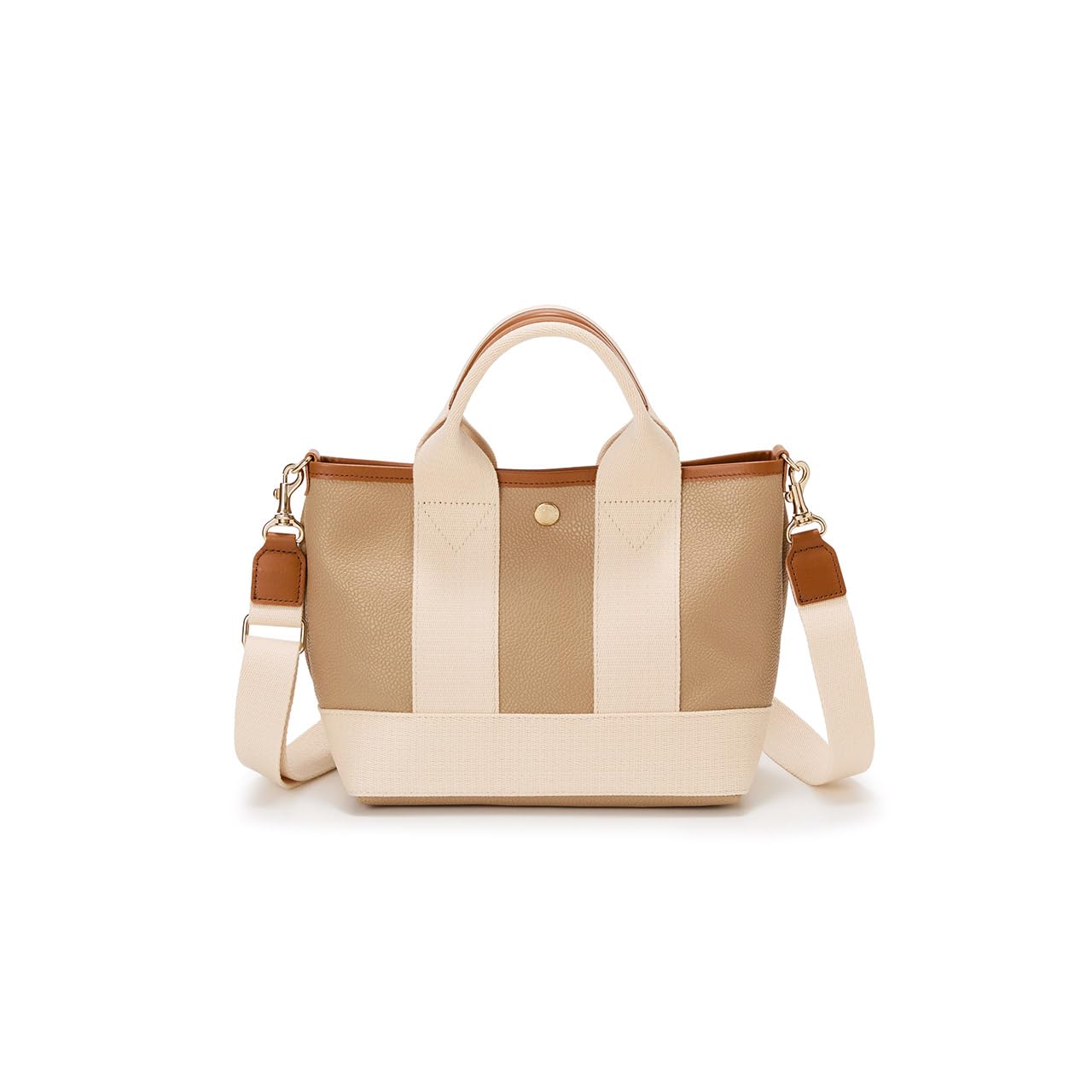 Scotch Grain Neo Leather Mini Tote Bag with Shoulder Size Taupe BREATH TOPKAPI Strap, S,