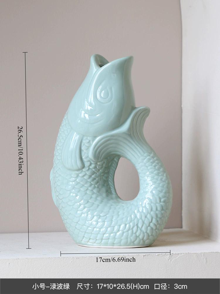 Creative Carp Ceramic Vase Plant Pots Table Decoration Ornaments Hydroponic Flower Arrangement Floral Vase Room Aesthetic Decor