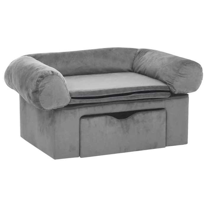 VidaXL Dog Sofa with Drawer Grey 75x50x38 Cm Plush Sofa Animals 171076