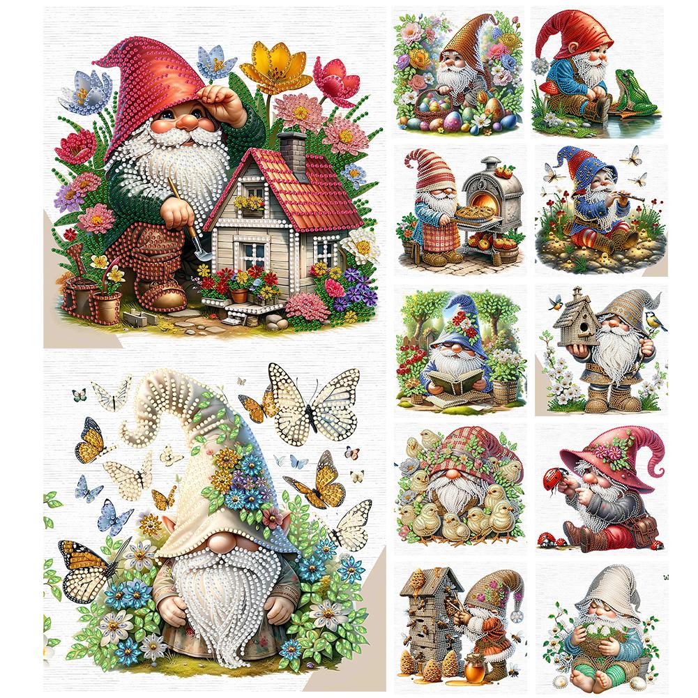 Easter Garden Gnome Decor Home Decoration Art Handmade Craft 5D DIY Partial Special Shaped Drill Diamond Painting Kit 30*30CM