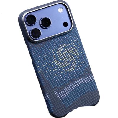 Pinkson Magnetic Kevlar Aramid Carbon Fiber Textured Full Protection Frosted Hard Case for Apple IPhone 17 Pro Max, Simple Business Light Style for Me