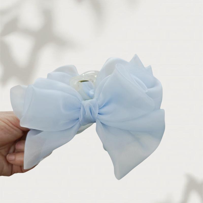 Große Schmetterlingsschleife Haarklammer Schickes Haaraccessoire für High-End-Stil Frühling/Sommer Organza Klammer Atemberaubende Haifischklammer