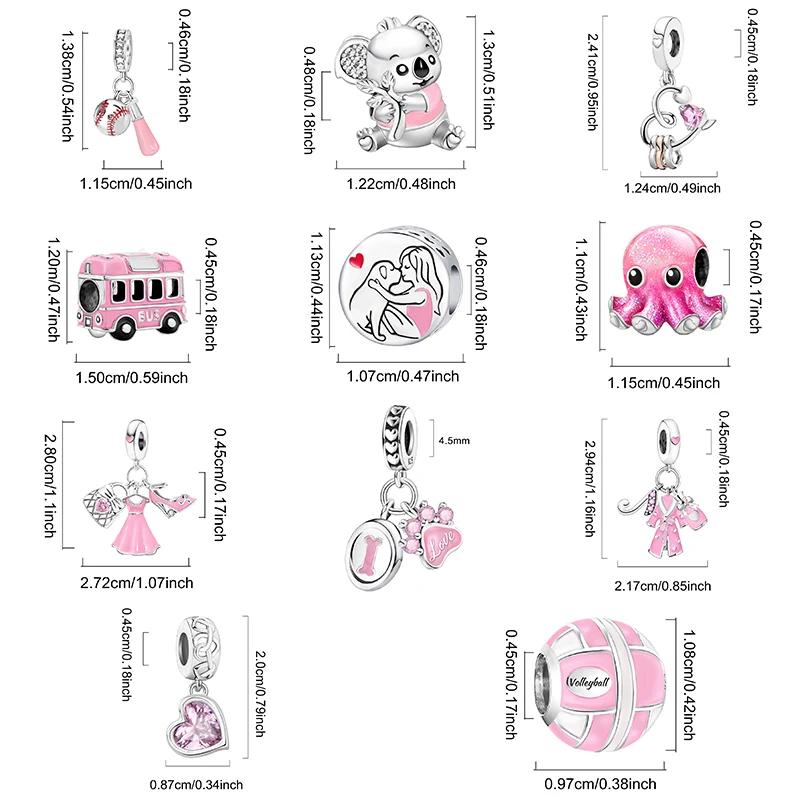 Copper Puppy Girl Car Pink Series Charms Beads Fit Original Pan Bracelet Bangle High Quality Diy Jewelry For Womens