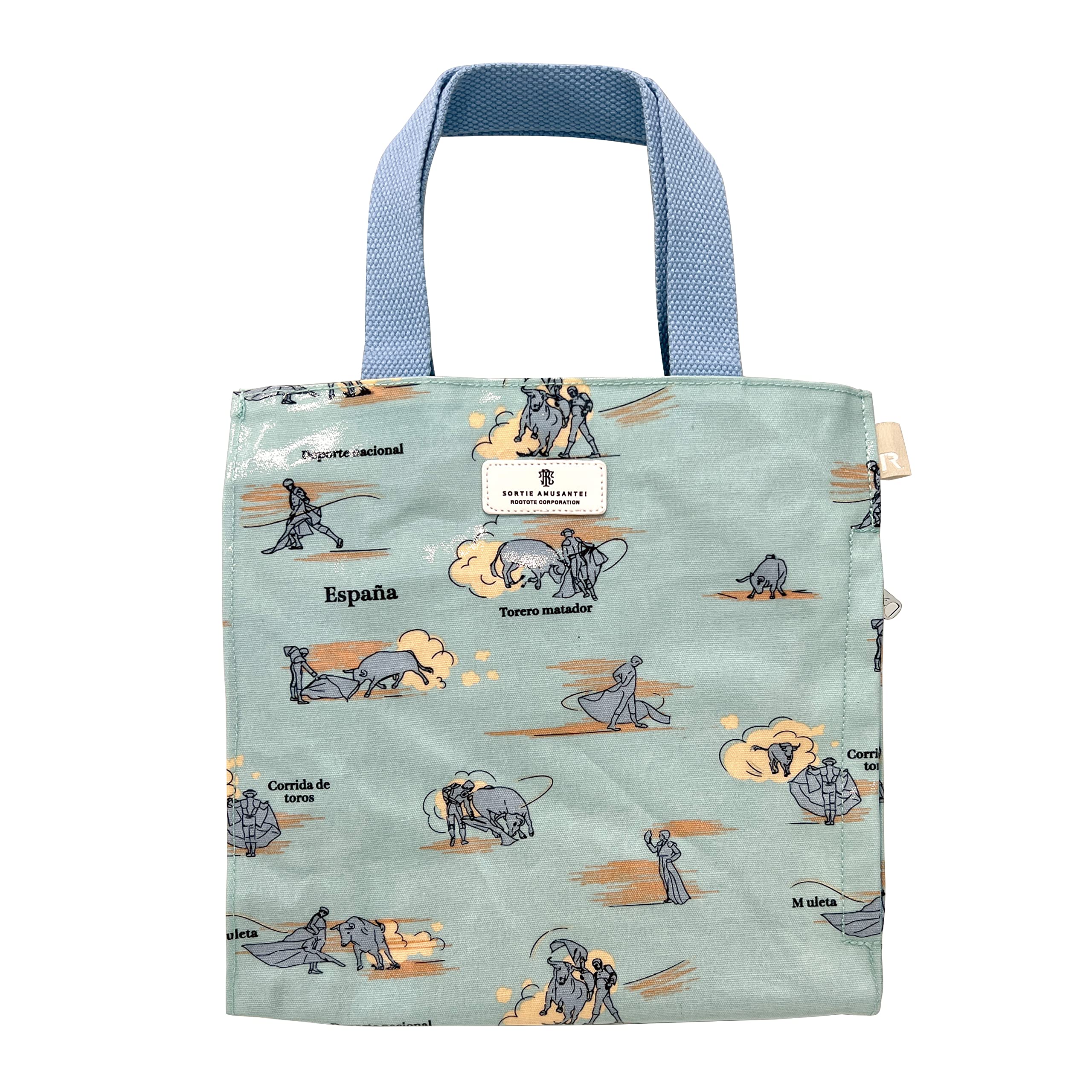 

Mini Tote Bag with Laminated EU Square Laminate 3057 [Rootote] Surface, (SAX Corrida)