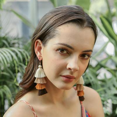 Boho Ethno 4-lagige Quasten-Hängeohrringe für Damen Lange Fransen Statement Hängeohrring Weiblicher Böhmischer Schmuck Geschenk