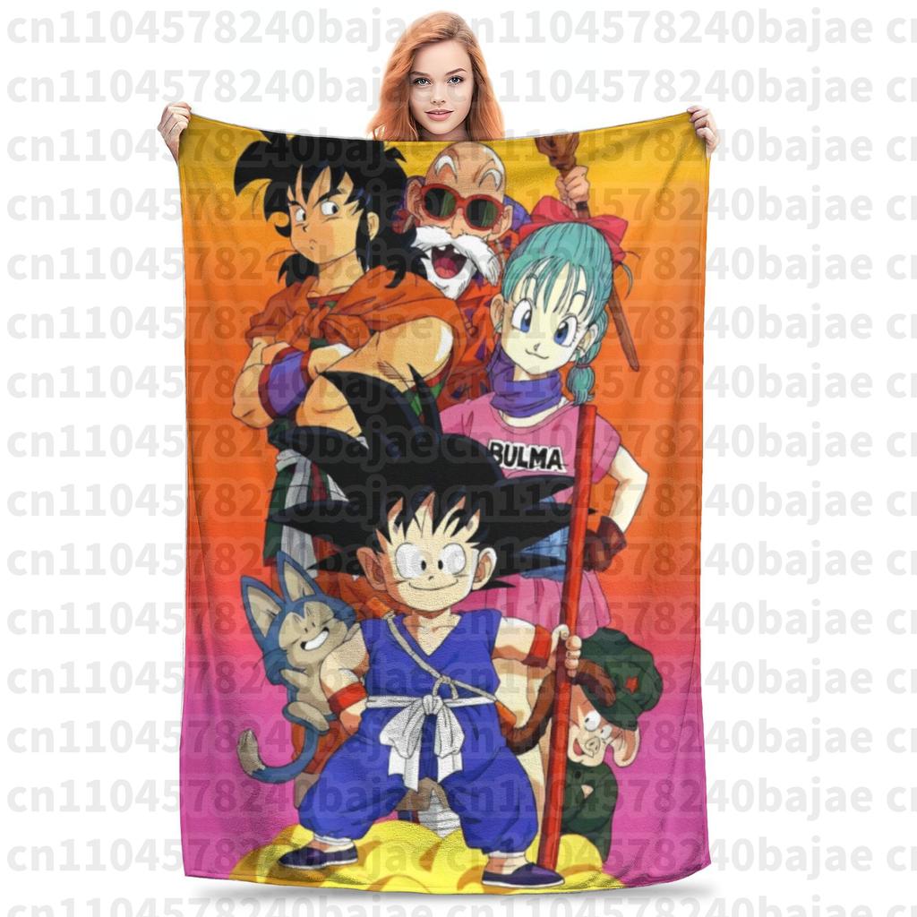 Dragon Ball Z Knitted Blanket Flannel Anime Son Goku Soft Throw Blankets for Bed Bedroom Quilt
