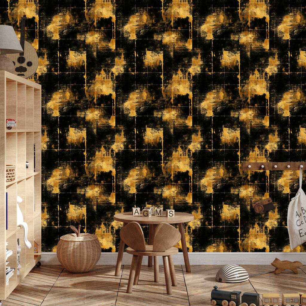 Aged Gold Ochre and Black Wallpaper for Living Room and Bedroom 50x1000