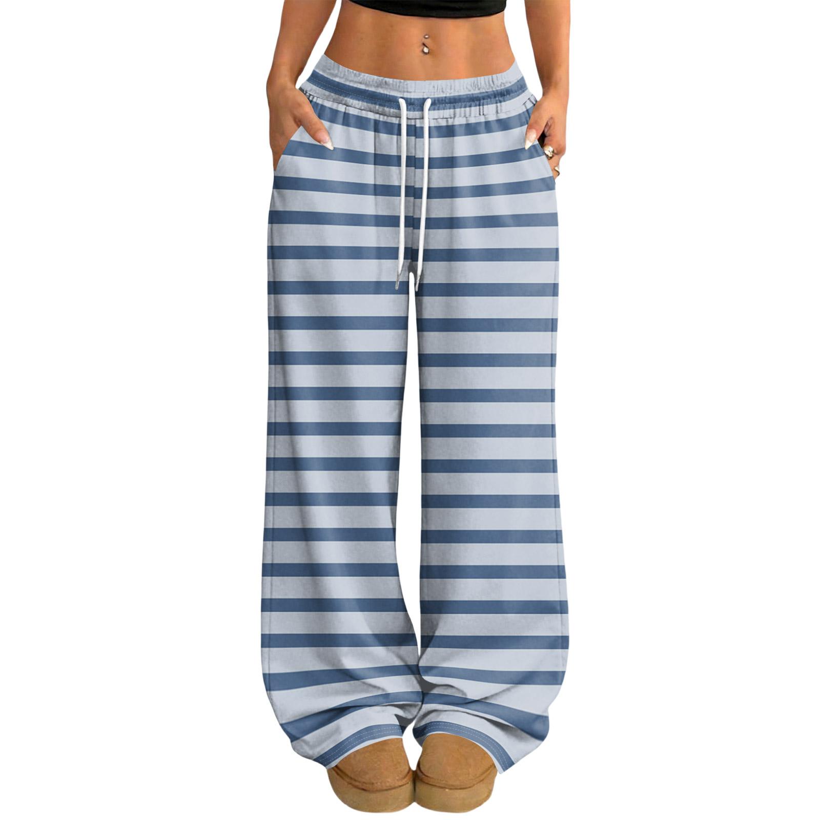 Women s Casual And Fashionable Printed Elastic Waist Loose Wide Leg Pants L