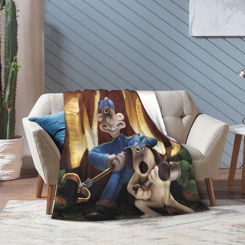 Wallaces & Gromits Cartoon Flim Blanket Multiple Sizes Warm Cozy Fluffy  Throw Blankets for Couch Sofa and Bed