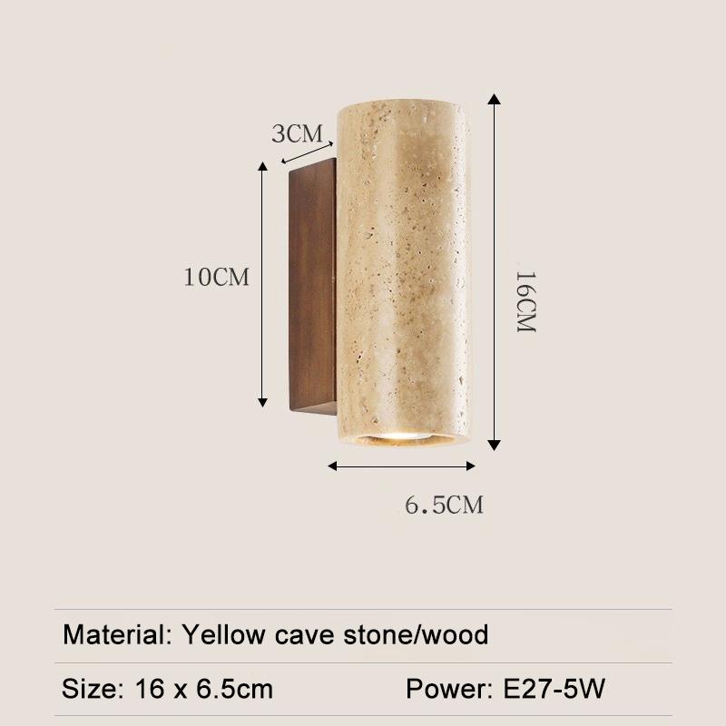 

Natural Yellow Travertine Japanese Style Wabi Sabi Bedroom Bedside Lamp Homestay Living Room Villa Courtyard Balcony Wall Light Warm White (2700-3500K)