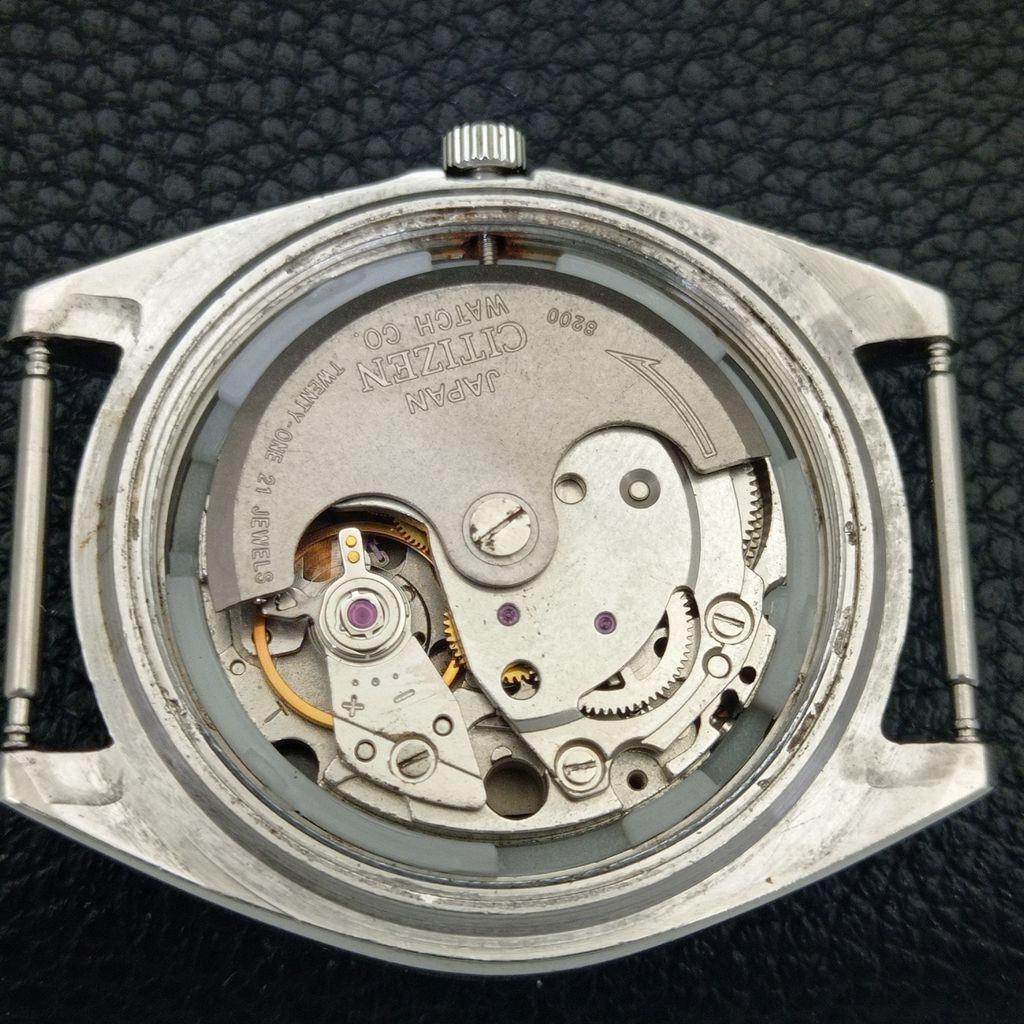 JAPAN VINTAGE CITIZEN AUTOMATIC 8200 MENS BLACK COLOR DIAL WATCH a702778-1 R210-a702778