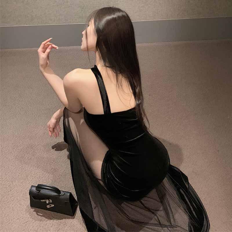 Women's Sexy Babes Gauze Tube Top Backless Slim Dress