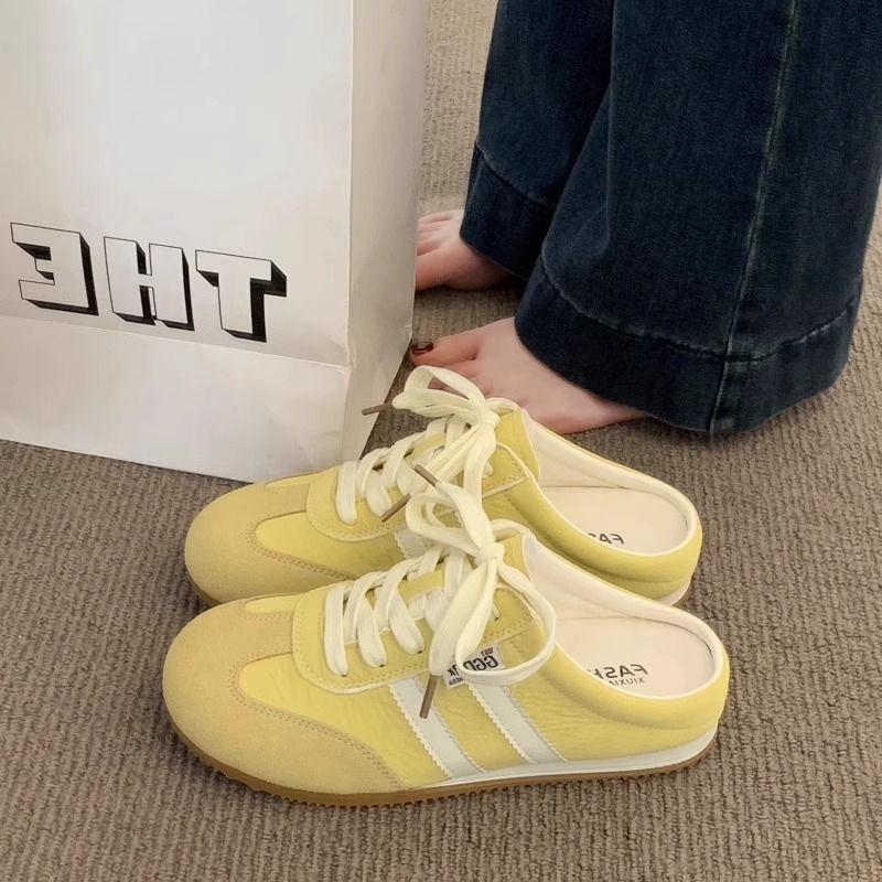 

Baotou slippers women s summer wear new half-drag white shoes and one pedal casual shoes 40 жёлтый