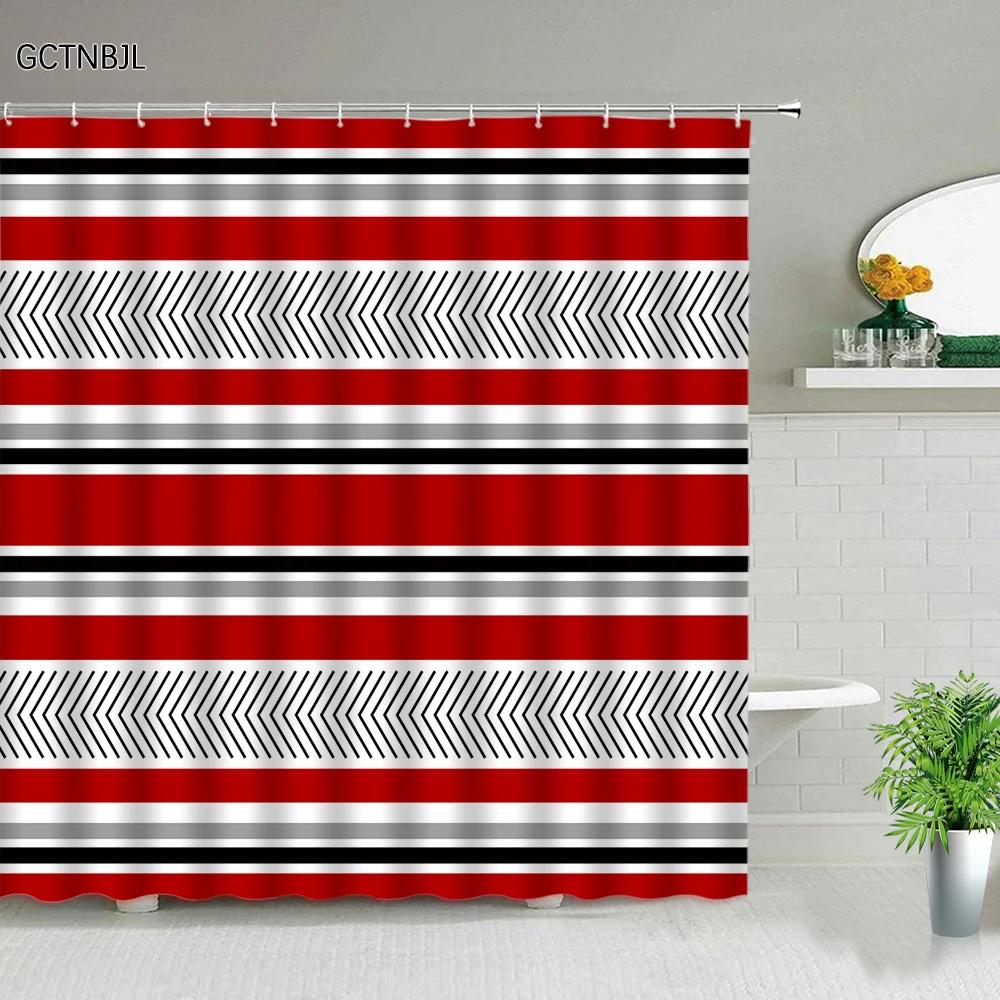 Black And White Stripes Shower Curtains Geometry For Bathroom Decor Screen Waterproof Fabric Bathtub Curtain With Hooks Washable