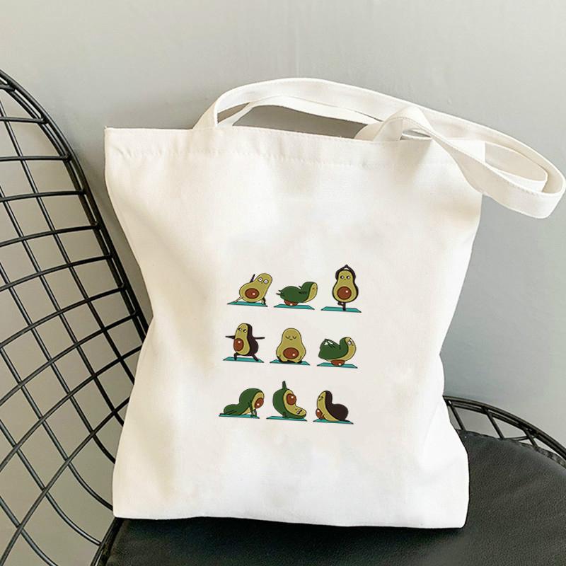 Avocado Bags 2021 Tote for Women Canvas Summer Shopper Bag Women's Handbag Designer Handbags Fabric Printed Shoping Anime Woman