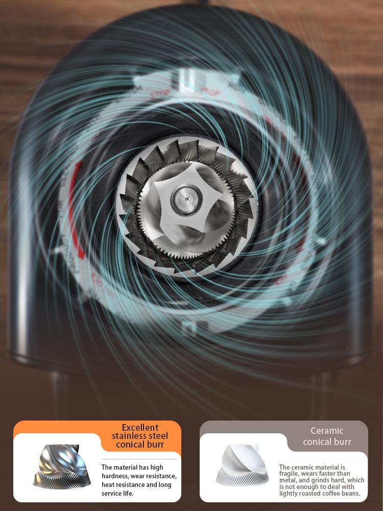 HiBREW G3 Elektrische Kaffeemühle, 34-stufige Skala, 210g Bohnenbehälter, 100g Pulverbehälter, 48mm konisches Mahlwerk, Antistatik-Funktion, Manueller/Automatik-Modus