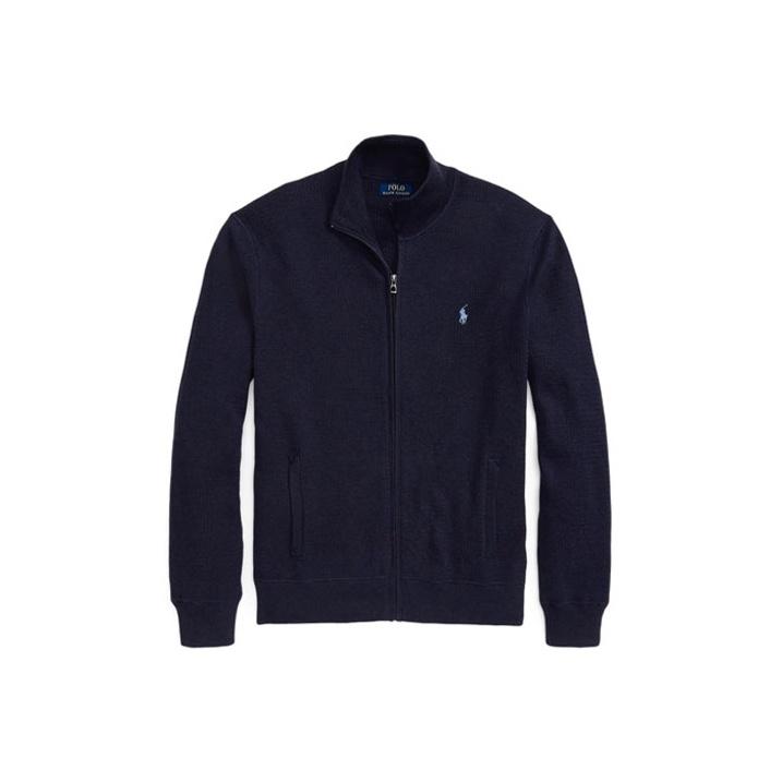 Polo Ralph Lauren SS22 Свитер на молнии из хлопка однотонный Мужской свитер Темно-синий MNPOSWE16820919-410 XL
