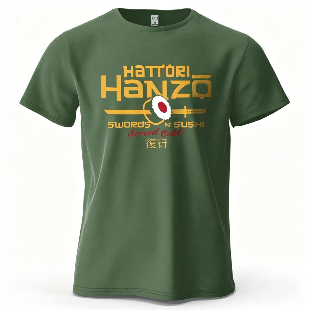 Unisex Unisex Hattori Hanzo Tshirt Swords And Sushi Movie Graphic Tee Casual Japanese Retro Short Sleeve Cotton Streetwear Tshirt