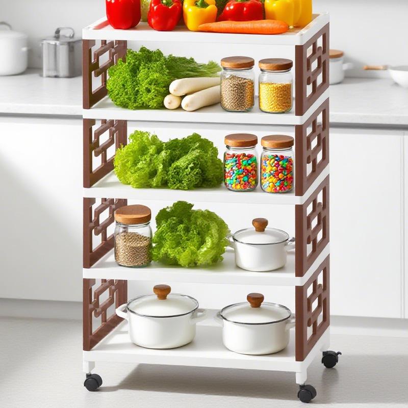 Multi-Layer Movable Storage Rack for Kitchen and Shoes