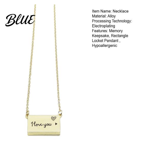 Rectangle Locket Pendant Necklace Photo Memory Alloy Keepsake Gift