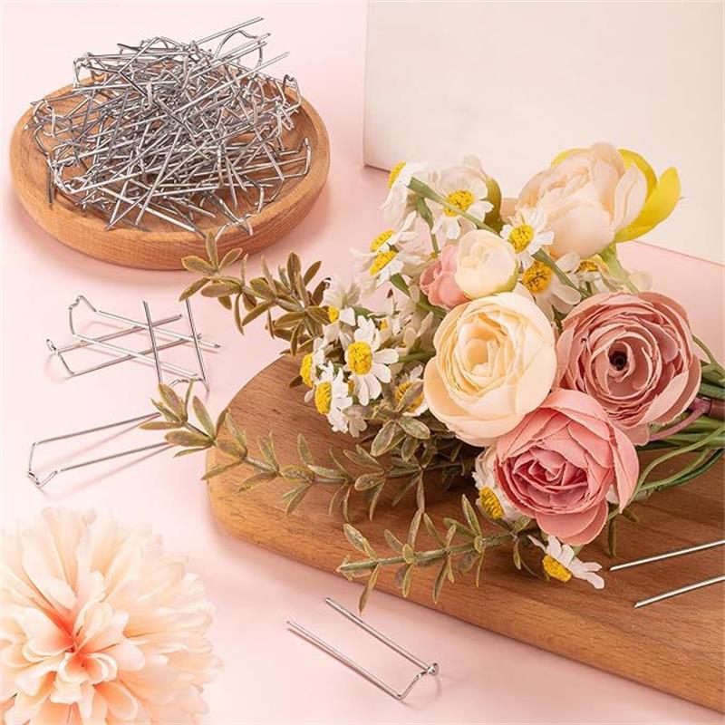 100pcs Metal Floral Pins, 1.81 Inch U Pins for Crafts, Flower Pins Greening Pins, Plant Pins for Indoor Plants, DIY Craft Projects Bouquet