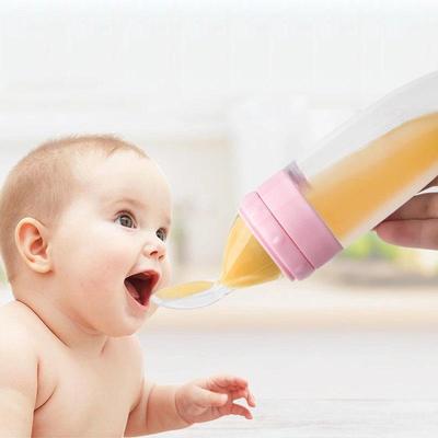 Baby Rice Paste Bottle Baby Silicone Milk Bottle Feeding Spoon for Baby Silicone Squeeze Spoon Rice Paste Bottle Baby Bottle