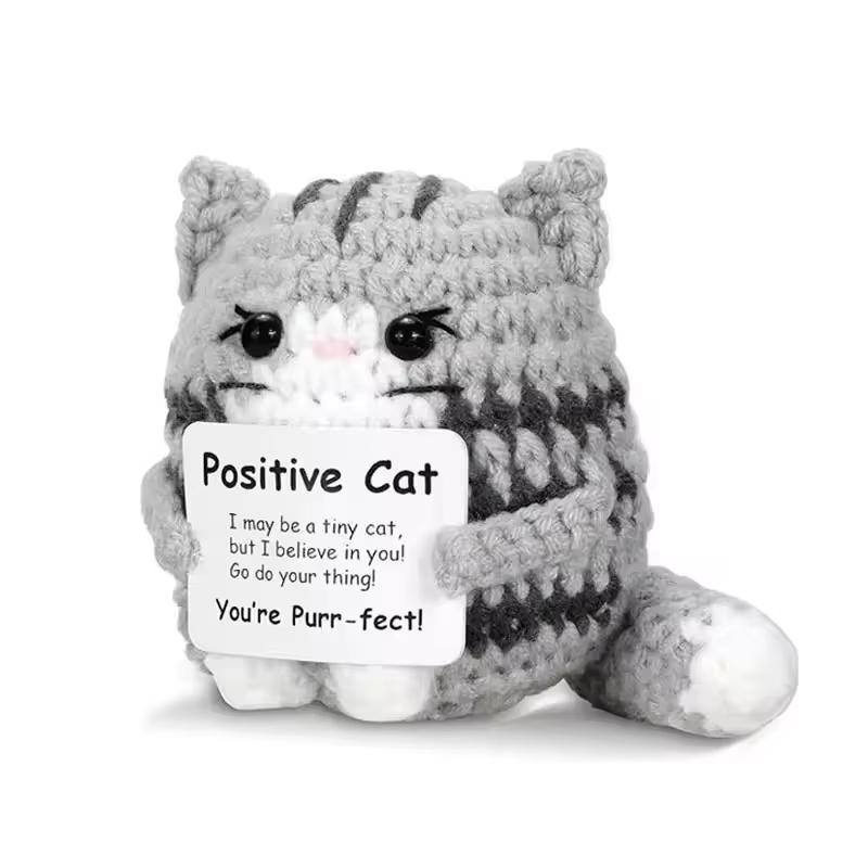 Lustige Häkel-Kaffee-Puppe zur emotionalen Unterstützung mit Karte Desktop-Ornament Handgefertigt Gestrickte Kaffee-Puppen Weihnachtsgeschenke Heimdeko
