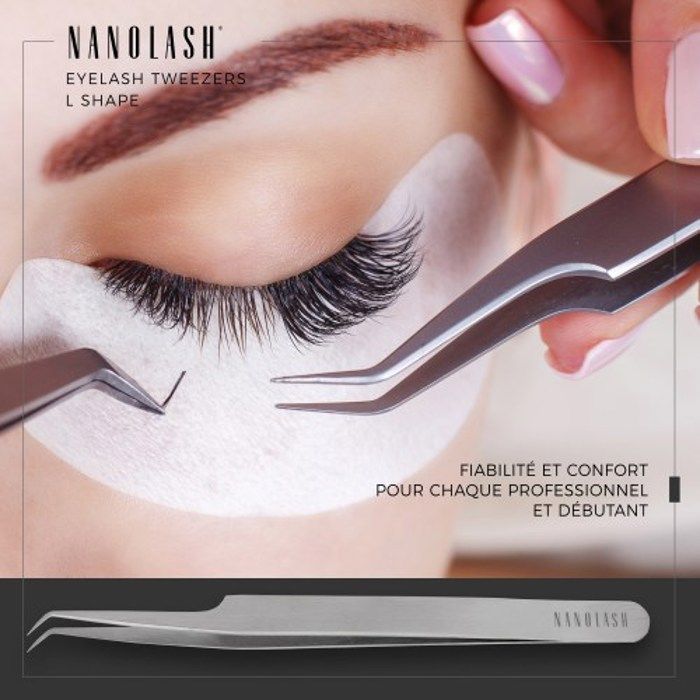 Pincettes à cils - Nanolash - L - Professionnelle - Extensions de cils - Gris