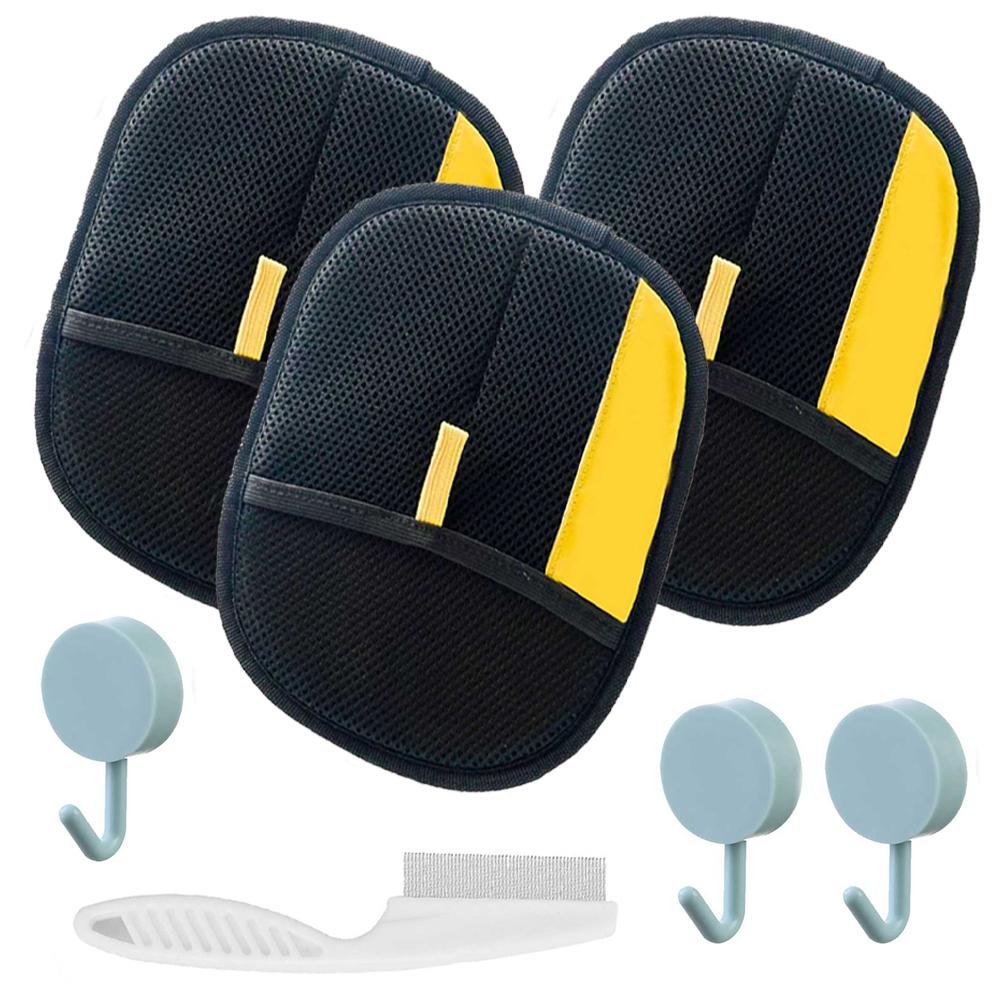 1/2/3 Stück Elektrostatische Handschuhe mit Bürste & Haken Tierhaarentferner Handschuh Antistatischer Haarentferner Handschuh für Hunde Katzen