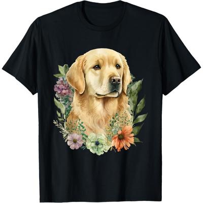 Spring Flower Golden Retriever - Canine Lover Dog Owner Men Women Girls Kids T-Shirt