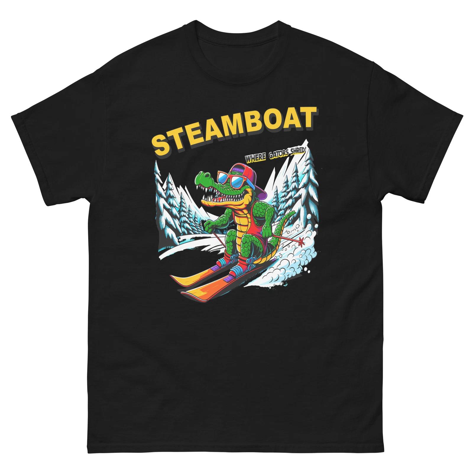 Steamboat Where Gators Shred Skiing Alligator Fun Shirt T-Shirt L