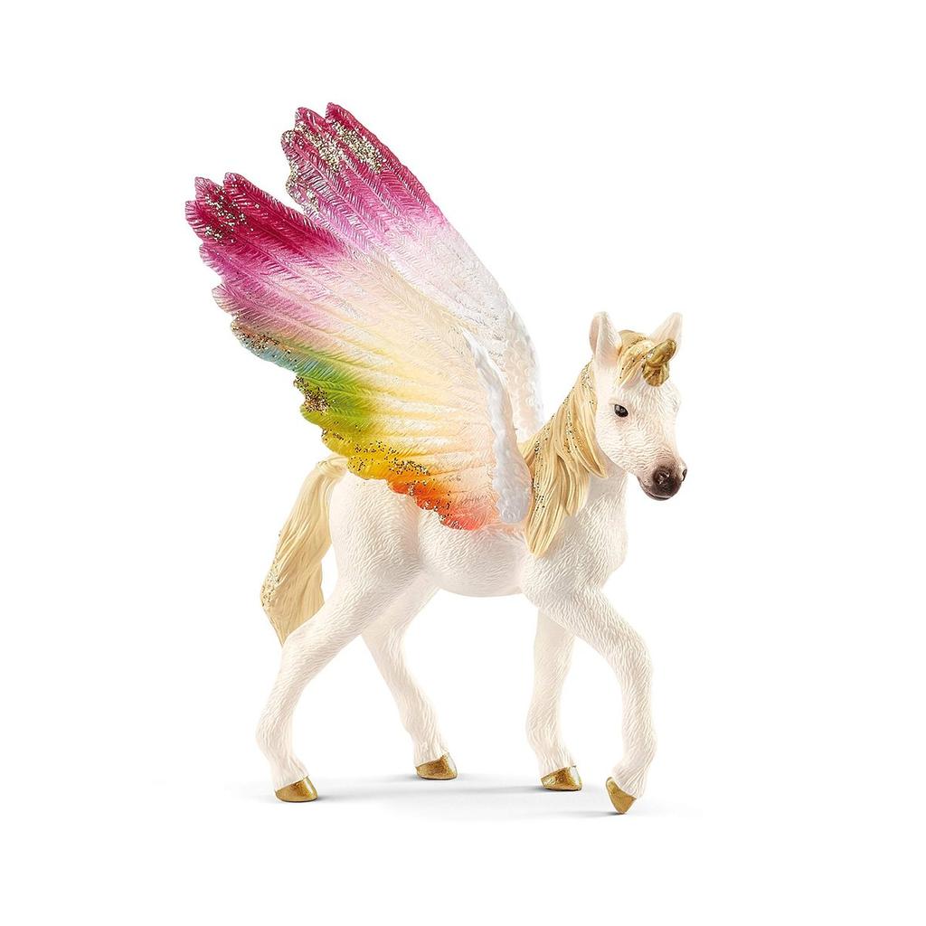 SCHLEICH Bayala Winged Rainbow Unicorn Foal Figure - Highly Detailed Fantasy Animal Toy for Kids Aged 3+ (70577)