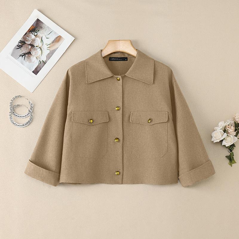 ZANZEA Women Casual Turn Down Collar Loose Long Sleeve Blouse