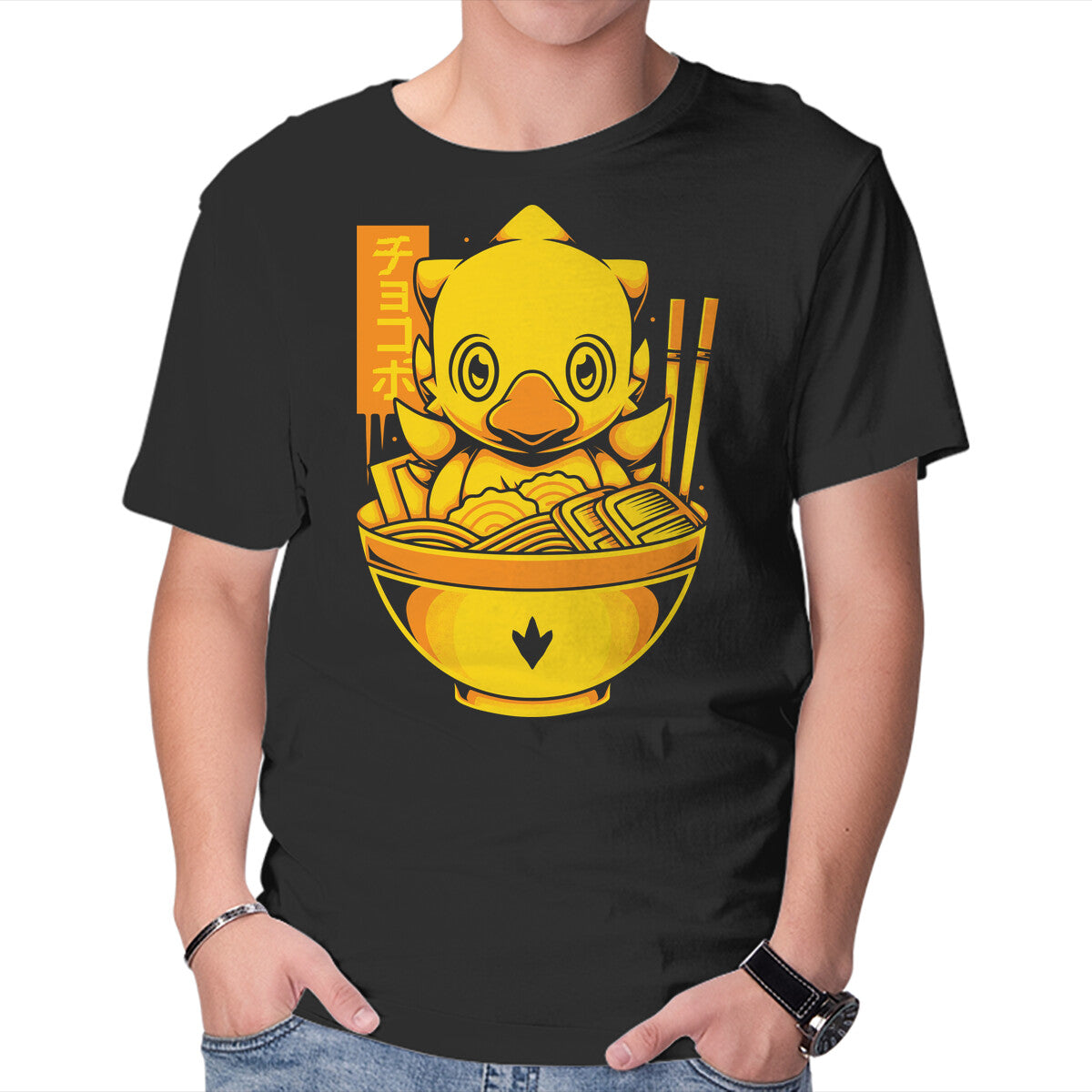 Unisex Crew Neck T-Shirt Chocobo Ramen Graphic Short Sleeve Casual Tee XXL