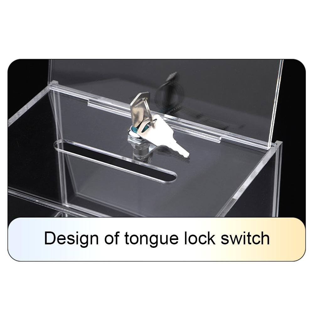 Acrylic Suggestion Box with Slot Raffle Ticket Container with Lock and Sign Holder Cardboard Raffle Box for Ballots and Feedback