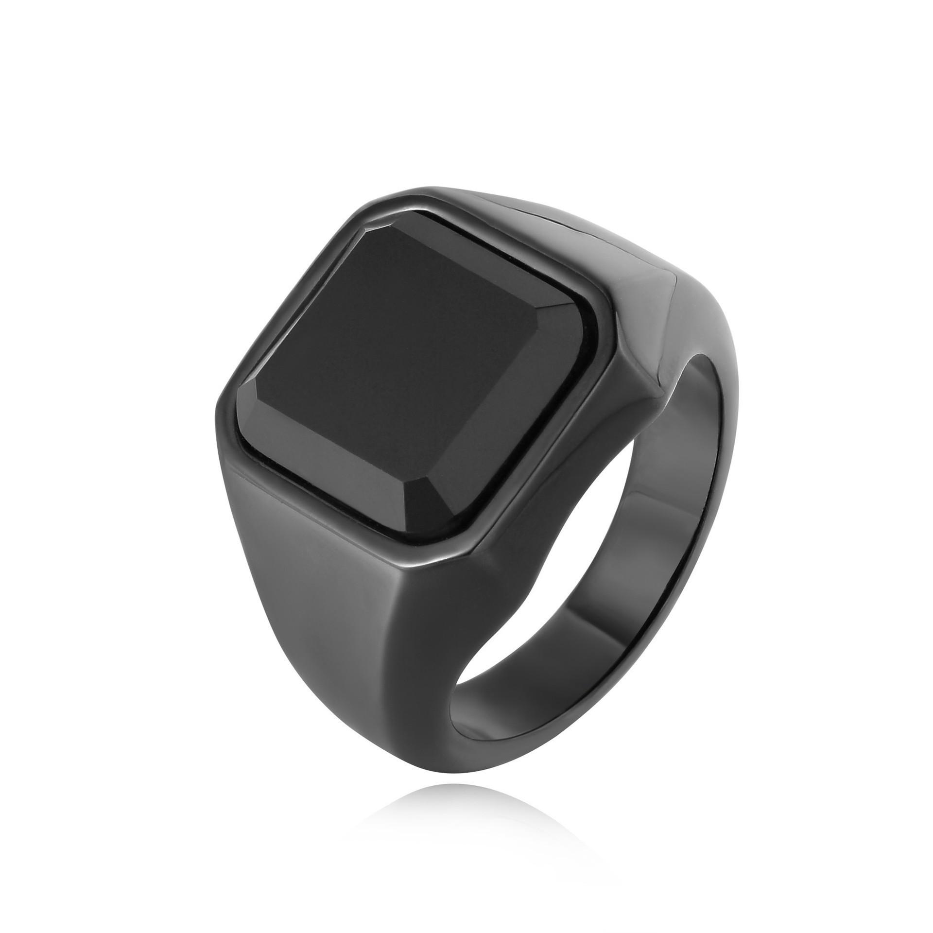 

Модное, простое и персонализированное мужское кольцо с инкрустацией из черного агата 7