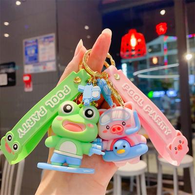 Cartoon Schweinchen Frosch Sommer Poolparty Kreativer Auto Schlüsselanhänger Taschenanhänger Paar Kleines Geschenk