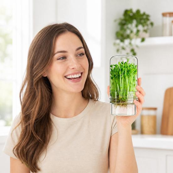 Sprouting Jar Kit, Wide Mouth Glass Jar with Sprout Lid, Blackout Sleeve, Plant Sprout Growing Kit for Home Gardeners Vegan Diets
