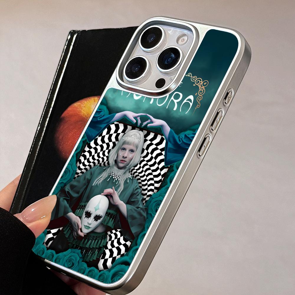 Aurora Aksnes Silver Plating Mobile Phone Case for iPhone 17 16 15 14 13 12 11 Air Pro Max Plus Colorful Cover